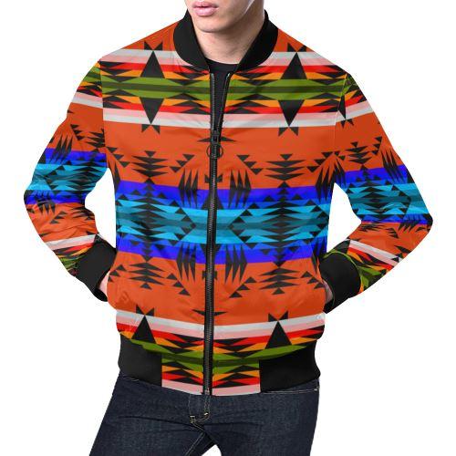 Between the Mountains Orange All Over Print Bomber Jacket for Men/Large Size (Model H19) All Over Print Bomber Jacket for Men/Large (H19) e-joyer 