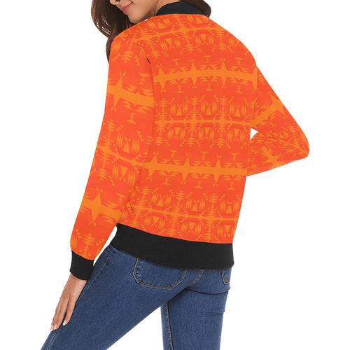 Between the Mountains Orange All Over Print Bomber Jacket for Women (Model H19) All Over Print Bomber Jacket for Women (H19) e-joyer 