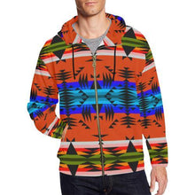 Load image into Gallery viewer, Between the Mountains Orange All Over Print Full Zip Hoodie for Men (Model H14) All Over Print Full Zip Hoodie for Men (H14) e-joyer 
