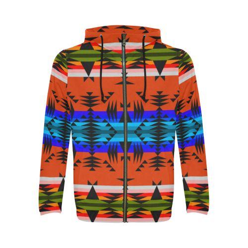 Between the Mountains Orange All Over Print Full Zip Hoodie for Men (Model H14) All Over Print Full Zip Hoodie for Men (H14) e-joyer 