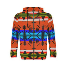 Load image into Gallery viewer, Between the Mountains Orange All Over Print Full Zip Hoodie for Men (Model H14) All Over Print Full Zip Hoodie for Men (H14) e-joyer 
