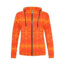 Load image into Gallery viewer, Between the Mountains Orange All Over Print Full Zip Hoodie for Women (Model H14) All Over Print Full Zip Hoodie for Women (H14) e-joyer 
