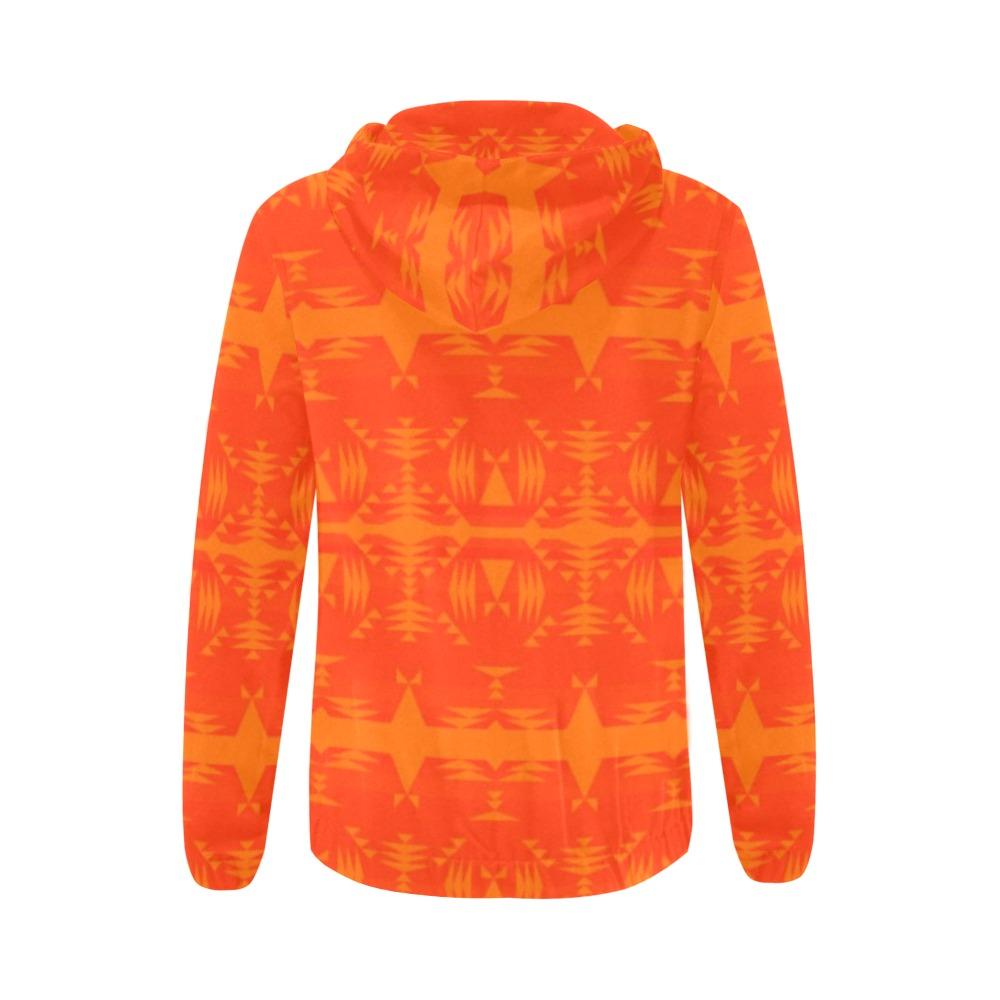 Between the Mountains Orange All Over Print Full Zip Hoodie for Women (Model H14) All Over Print Full Zip Hoodie for Women (H14) e-joyer 
