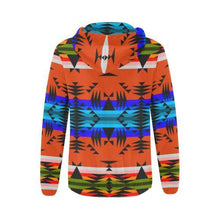 Load image into Gallery viewer, Between the Mountains Orange All Over Print Full Zip Hoodie for Women (Model H14) All Over Print Full Zip Hoodie for Women (H14) e-joyer 
