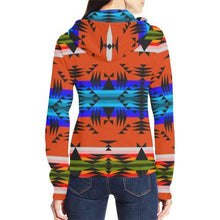 Load image into Gallery viewer, Between the Mountains Orange All Over Print Full Zip Hoodie for Women (Model H14) All Over Print Full Zip Hoodie for Women (H14) e-joyer 
