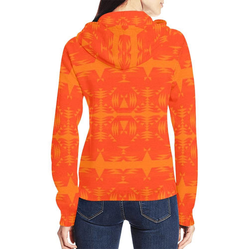 Between the Mountains Orange All Over Print Full Zip Hoodie for Women (Model H14) All Over Print Full Zip Hoodie for Women (H14) e-joyer 