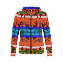 Load image into Gallery viewer, Between the Mountains Orange All Over Print Full Zip Hoodie for Women (Model H14) All Over Print Full Zip Hoodie for Women (H14) e-joyer 
