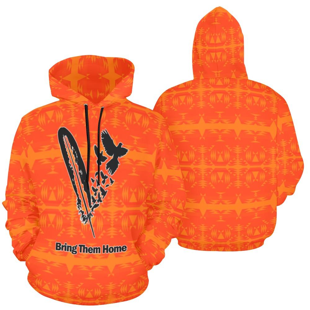 Between the Mountains Orange Bring Them Home All Over Print Hoodie for Women (USA Size) (Model H13) All Over Print Hoodie for Women (H13) e-joyer 