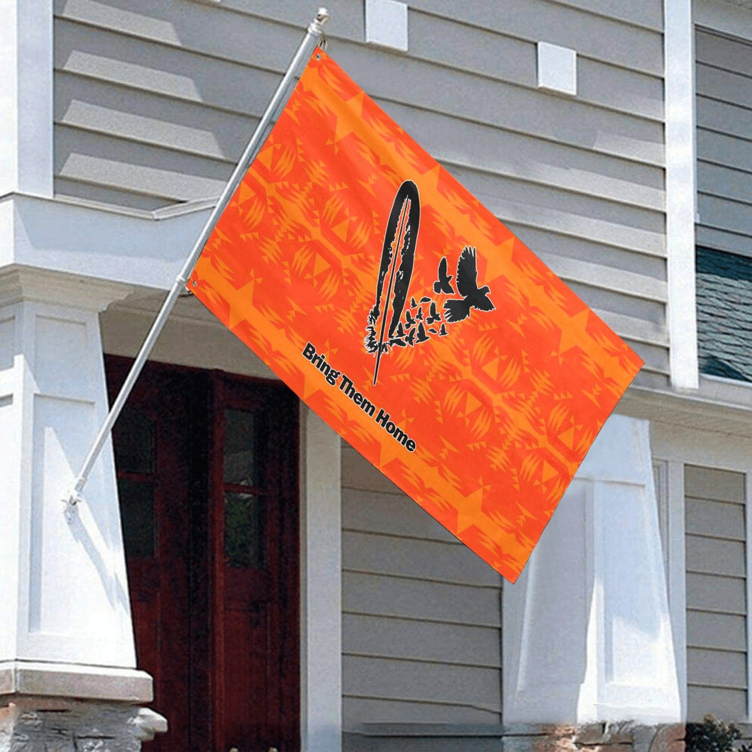 Between the Mountains Orange Bring Them Home Garden Flag 59