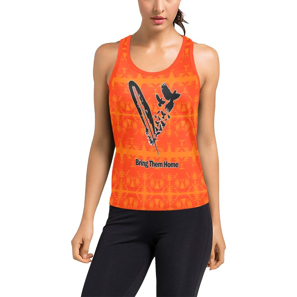 Between the Mountains Orange Bring Them Home Women's Racerback Tank Top (Model T60) Racerback Tank Top (T60) e-joyer 