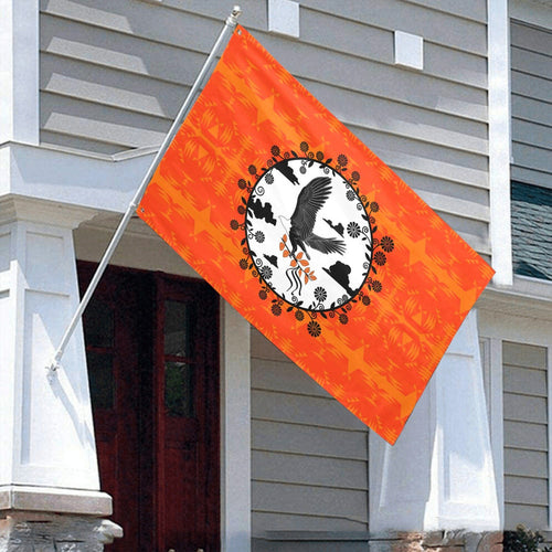 Between the Mountains Orange Carrying Their Prayers Garden Flag 70