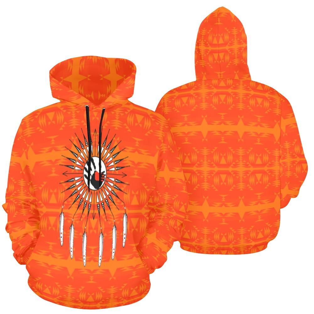 Between the Mountains Orange Feather Directions All Over Print Hoodie for Women (USA Size) (Model H13) All Over Print Hoodie for Women (H13) e-joyer 