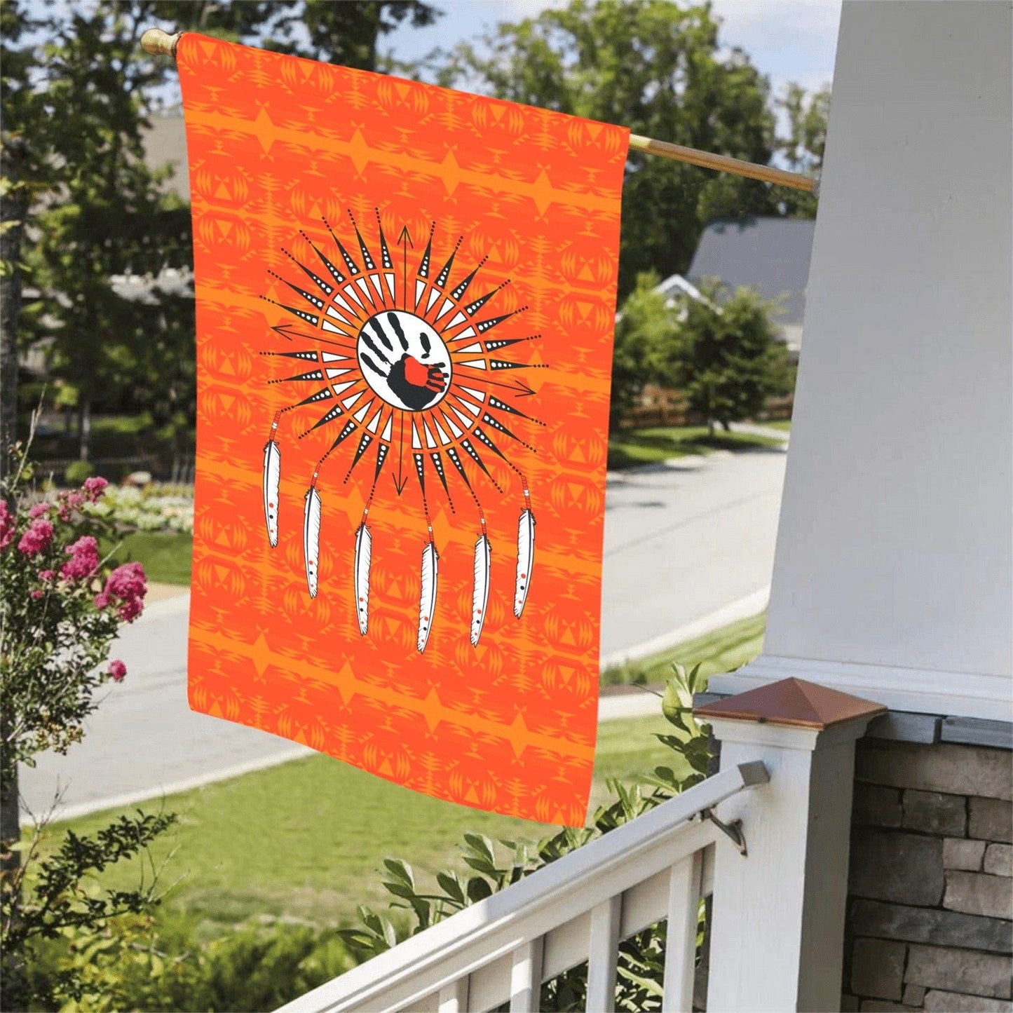 Between the Mountains Orange - Feather Directions Garden Flag 36''x60'' (Two Sides Printing) Garden Flag 36‘’x60‘’ (Two Sides) e-joyer 
