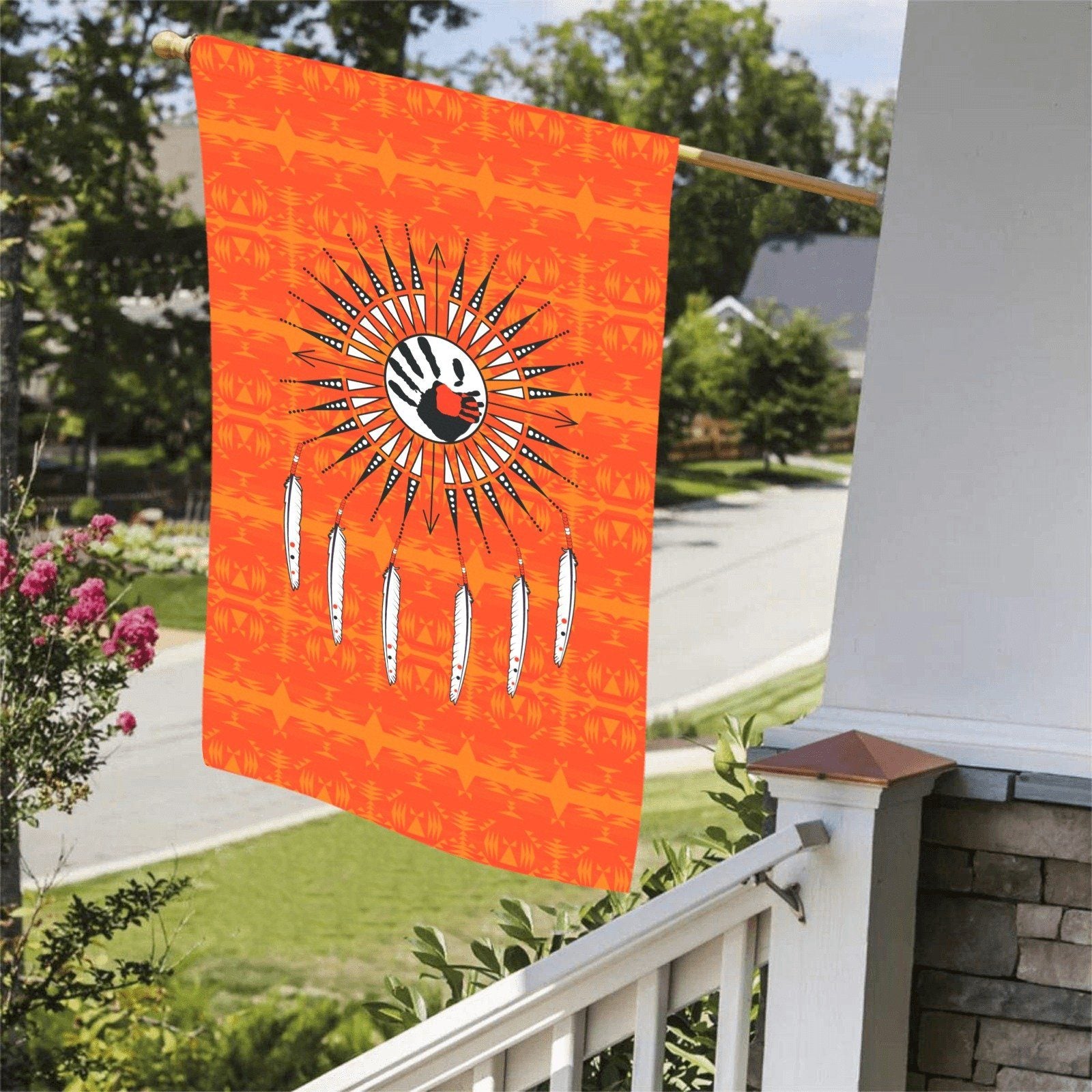 Between the Mountains Orange - Feather Directions Garden Flag 36''x60'' (Two Sides Printing) Garden Flag 36‘’x60‘’ (Two Sides) e-joyer 