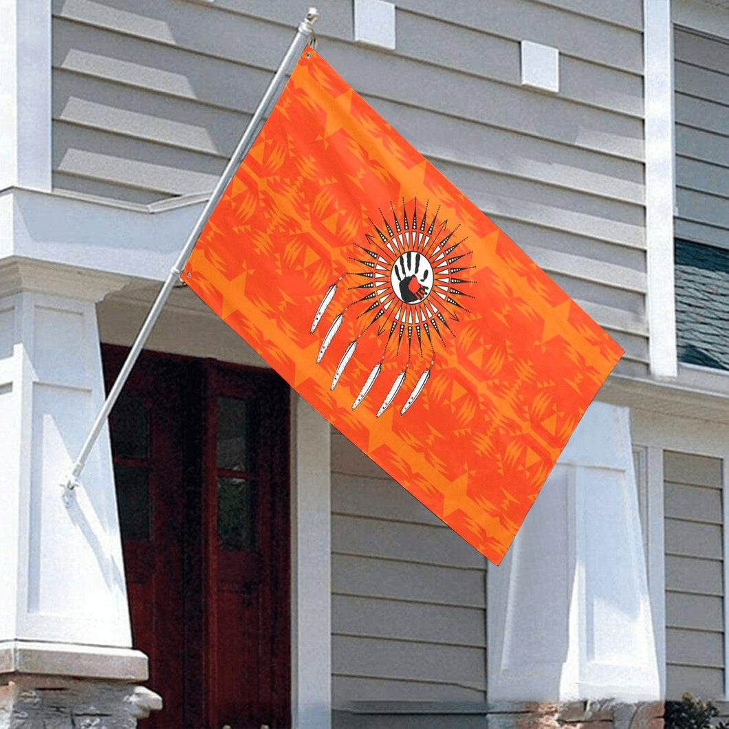 Between the Mountains Orange Feather Directions Garden Flag 59
