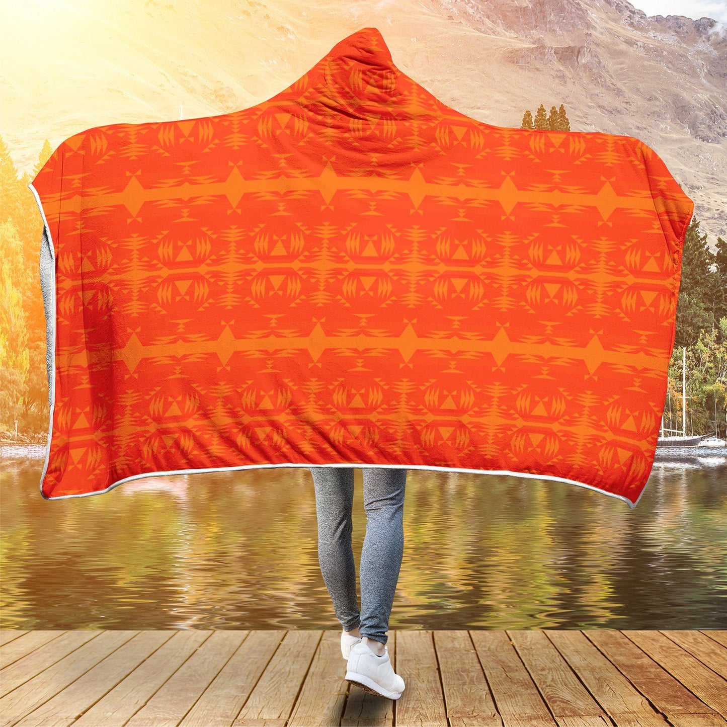 Between the Mountains Orange Hooded Blanket blanket 49 Dzine 