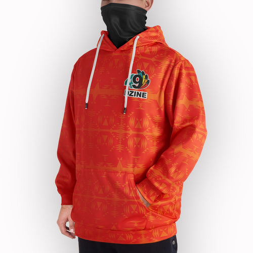 Between the Mountains Orange Hoodie with Face Cover Hoodie with Face Cover Herman 