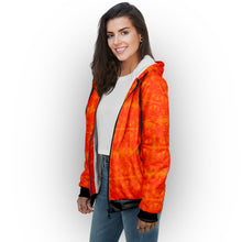 Load image into Gallery viewer, Between the Mountains Orange Orange Sherpa Hoodie hoodie Herman 
