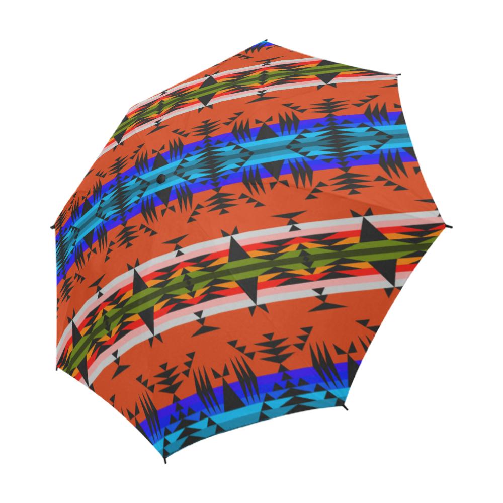 Between the Mountains Orange Semi-Automatic Foldable Umbrella Semi-Automatic Foldable Umbrella e-joyer 