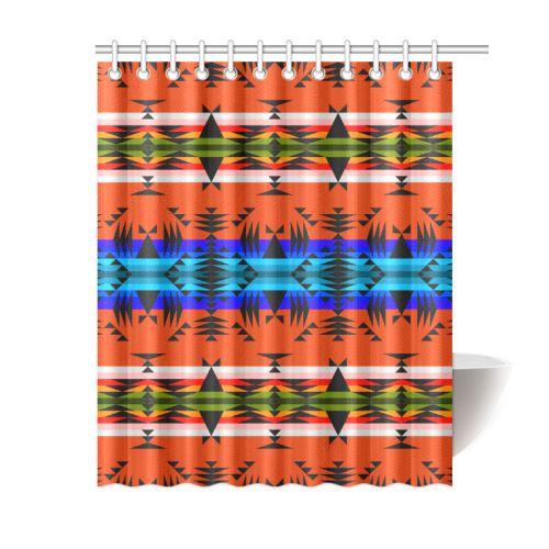 Between the Mountains Orange Shower Curtain 60