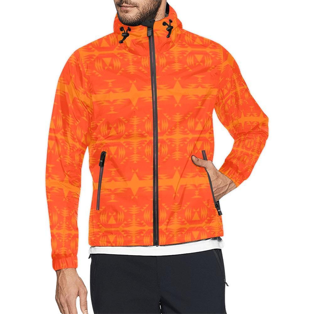 Between the Mountains Orange Unisex All Over Print Windbreaker (Model H23) All Over Print Windbreaker for Men (H23) e-joyer 