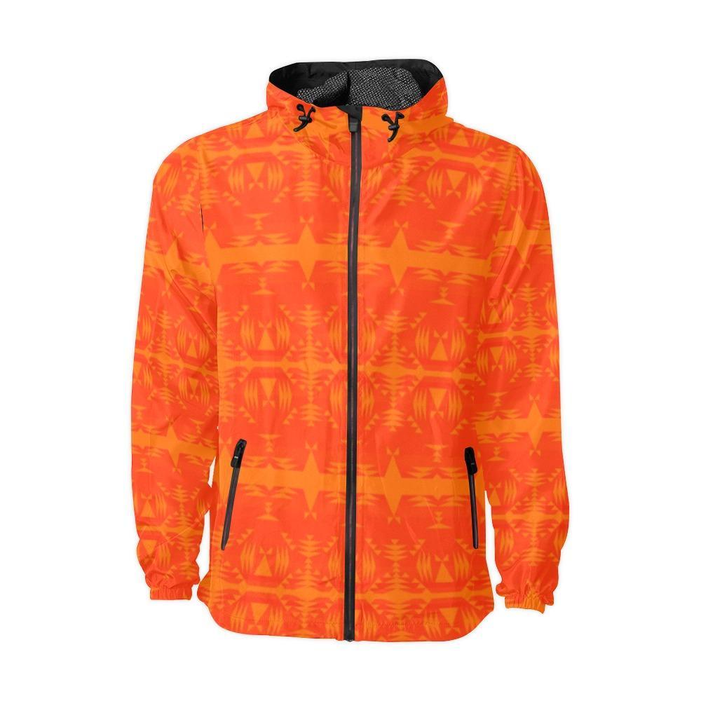 Between the Mountains Orange Unisex All Over Print Windbreaker (Model H23) All Over Print Windbreaker for Men (H23) e-joyer 