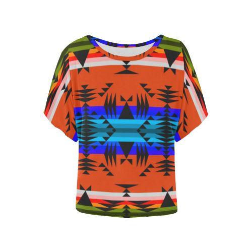 Between the Mountains Orange Women's Batwing-Sleeved Blouse T shirt (Model T44) Women's Batwing-Sleeved Blouse T shirt (T44) e-joyer 