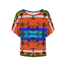 Load image into Gallery viewer, Between the Mountains Orange Women&#39;s Batwing-Sleeved Blouse T shirt (Model T44) Women&#39;s Batwing-Sleeved Blouse T shirt (T44) e-joyer 
