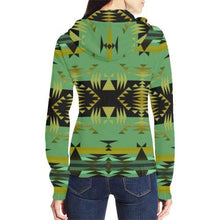 Load image into Gallery viewer, Between the Mountains Sage All Over Print Full Zip Hoodie for Women (Model H14) All Over Print Full Zip Hoodie for Women (H14) e-joyer 
