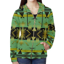 Load image into Gallery viewer, Between the Mountains Sage All Over Print Full Zip Hoodie for Women (Model H14) All Over Print Full Zip Hoodie for Women (H14) e-joyer 
