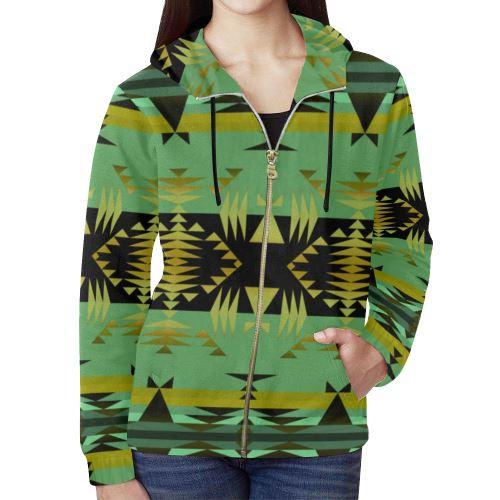 Between the Mountains Sage All Over Print Full Zip Hoodie for Women (Model H14) All Over Print Full Zip Hoodie for Women (H14) e-joyer 