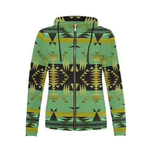 Between the Mountains Sage All Over Print Full Zip Hoodie for Women (Model H14) All Over Print Full Zip Hoodie for Women (H14) e-joyer 