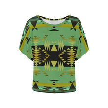 Load image into Gallery viewer, Between the Mountains Sage Women&#39;s Batwing-Sleeved Blouse T shirt (Model T44) Women&#39;s Batwing-Sleeved Blouse T shirt (T44) e-joyer 
