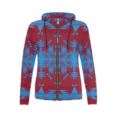 Between the Mountains Sierra Deep Lake All Over Print Full Zip Hoodie for Women (Model H14) All Over Print Full Zip Hoodie for Women (H14) e-joyer 