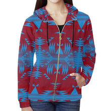 Load image into Gallery viewer, Between the Mountains Sierra Deep Lake All Over Print Full Zip Hoodie for Women (Model H14) All Over Print Full Zip Hoodie for Women (H14) e-joyer 
