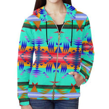 Load image into Gallery viewer, Between the Mountains Spring All Over Print Full Zip Hoodie for Women (Model H14) All Over Print Full Zip Hoodie for Women (H14) e-joyer 
