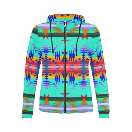 Between the Mountains Spring All Over Print Full Zip Hoodie for Women (Model H14) All Over Print Full Zip Hoodie for Women (H14) e-joyer 