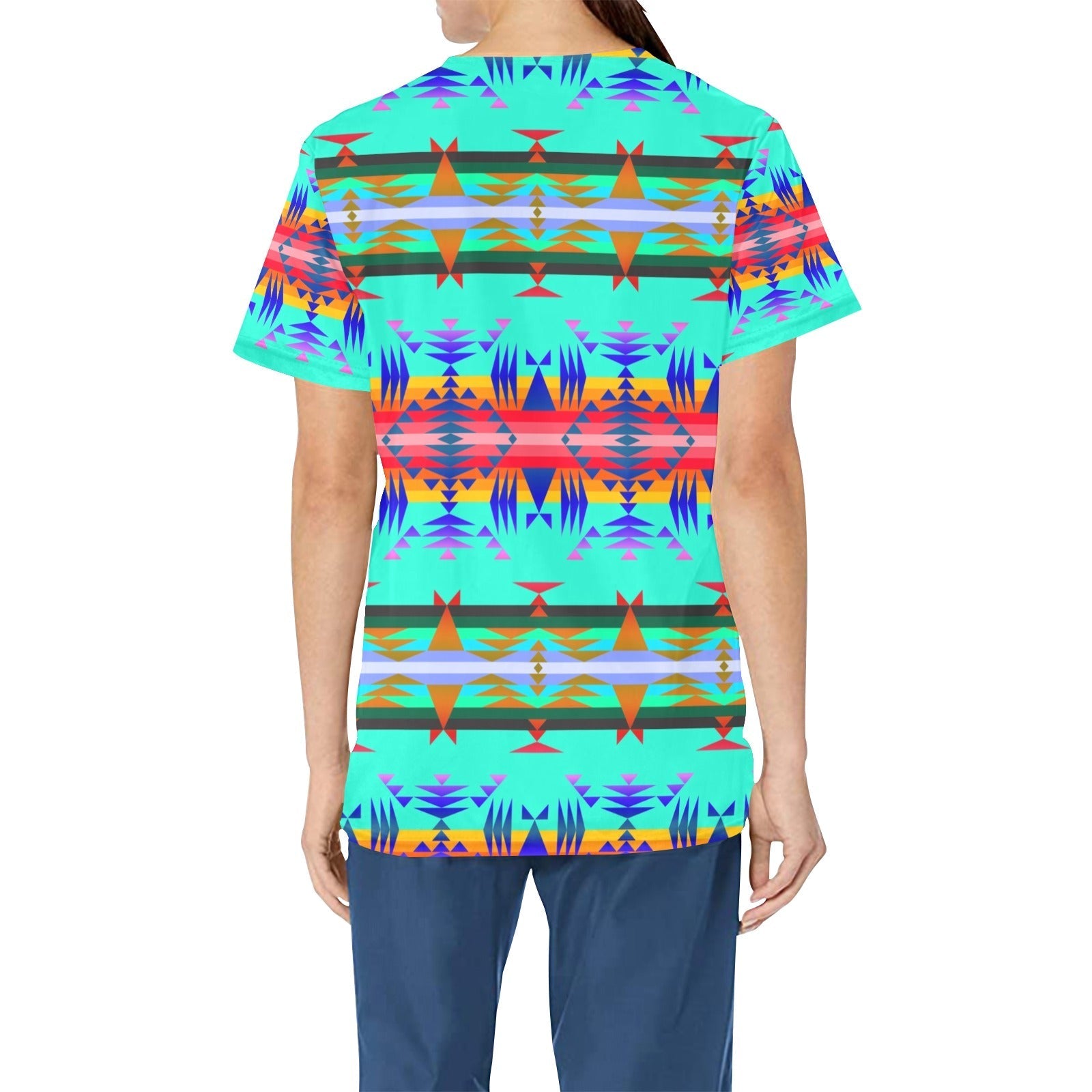Between the Mountains Spring All Over Print Scrub Top Scrub Top e-joyer 