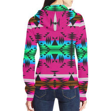 Load image into Gallery viewer, Between the Mountains Sunset All Over Print Full Zip Hoodie for Women (Model H14) All Over Print Full Zip Hoodie for Women (H14) e-joyer 
