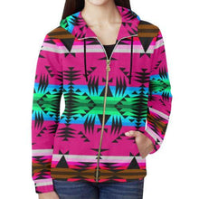 Load image into Gallery viewer, Between the Mountains Sunset All Over Print Full Zip Hoodie for Women (Model H14) All Over Print Full Zip Hoodie for Women (H14) e-joyer 
