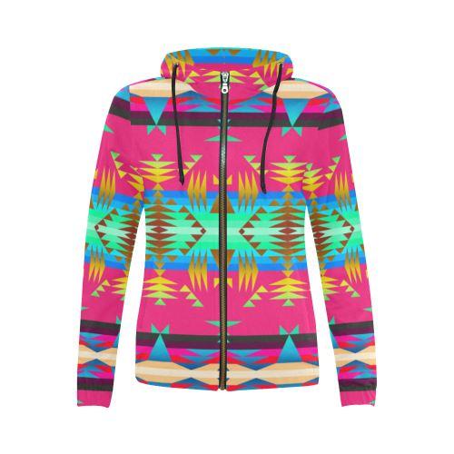 Between the Mountains Sunset Sky All Over Print Full Zip Hoodie for Women (Model H14) All Over Print Full Zip Hoodie for Women (H14) e-joyer 