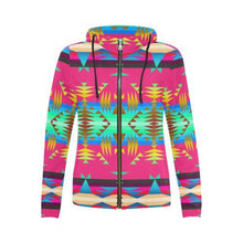 Load image into Gallery viewer, Between the Mountains Sunset Sky All Over Print Full Zip Hoodie for Women (Model H14) All Over Print Full Zip Hoodie for Women (H14) e-joyer 
