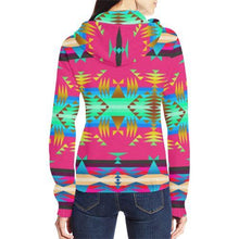 Load image into Gallery viewer, Between the Mountains Sunset Sky All Over Print Full Zip Hoodie for Women (Model H14) All Over Print Full Zip Hoodie for Women (H14) e-joyer 
