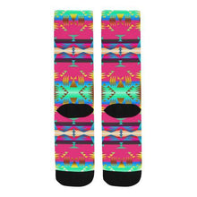 Load image into Gallery viewer, Between the Mountains Sunset Sky Trouser Socks Socks e-joyer 
