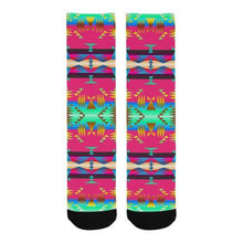 Load image into Gallery viewer, Between the Mountains Sunset Sky Trouser Socks Socks e-joyer 
