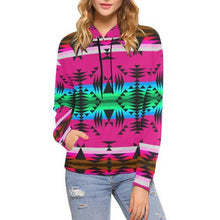 Load image into Gallery viewer, Between the Mountains Sunset Women&#39;s All Over Print Hoodie (USA Size) (Model H13) Hoodies e-joyer 
