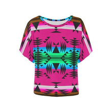 Load image into Gallery viewer, Between the Mountains Sunset Women&#39;s Batwing-Sleeved Blouse T shirt (Model T44) Women&#39;s Batwing-Sleeved Blouse T shirt (T44) e-joyer 
