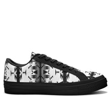 Load image into Gallery viewer, Between the Mountains White and Black Aapisi Low Top Canvas Shoes Black Sole 49 Dzine 
