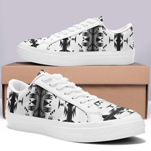 Load image into Gallery viewer, Between the Mountains White and Black Aapisi Low Top Canvas Shoes White Sole 49 Dzine 
