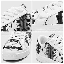 Load image into Gallery viewer, Between the Mountains White and Black Aapisi Low Top Canvas Shoes White Sole 49 Dzine 
